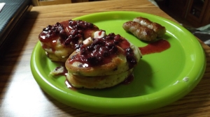 Fine Breakfast for a Cold Morning, Wild Blueberry Pancakes, Christmas, MI, Mile 5721